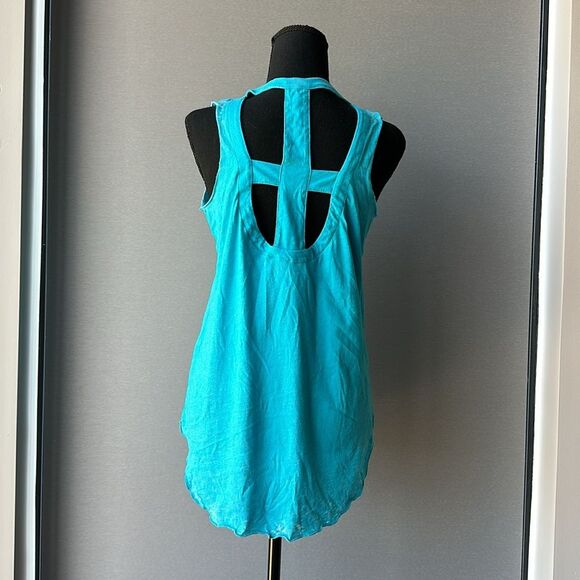 NWOT Chaser Sleeveless Tank Top Cut-Out Back Festival Style in Turquoise Small - Picture 5 of 16